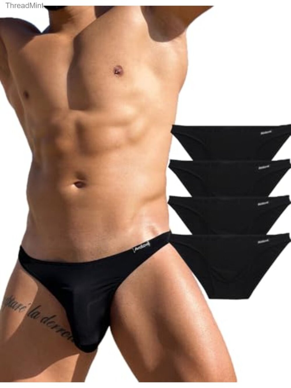 Men's Low Rise Stretchy Nylon Bikini Briefs 4 Pack Classic Fit